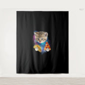 Grappig Galaxy Cat Shirt _ Space Cat Eat Pizza en Wandkleed (Voorkant)