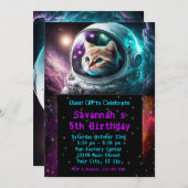 Grappig Galaxy Space Cat Astronaut Verjaardagsfees Kaart (Voorkant / Achterkant)