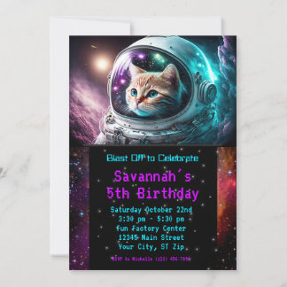 Grappig Galaxy Space Cat Astronaut Verjaardagsfees Kaart
