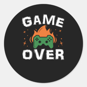 Grappig game-videospel over gamer in Retro Ronde Sticker