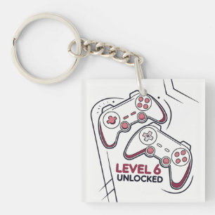 Grappig gamer 6de verjaardagscadeau, Level 6 vrijg Sleutelhanger