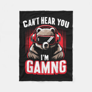 Grappig Gamer Beer Ik kan je niet horen Ik ben aan Fleece Deken