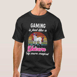 Grappig Gaming Design Retro Eenhoorn Sunset T-shirt