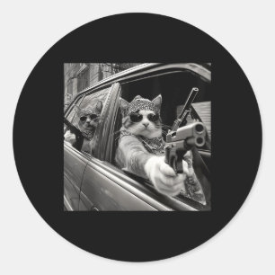 Grappig Gangster Cat Meme Cat Dad Vrouwen Grap Ronde Sticker