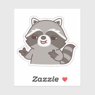 Grappig gebaar met vingerpistool van wasbeer sticker