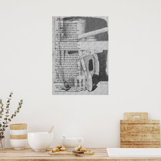 Grappig gedicht en nog levenslange tuinwerktuigen  poster (Keuken)