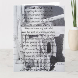 Grappig gedicht en stilleven tuin gereedschap kuns kaart