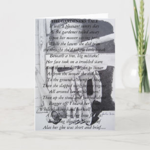 Grappig gedicht en stilleven tuin gereedschap kuns kaart