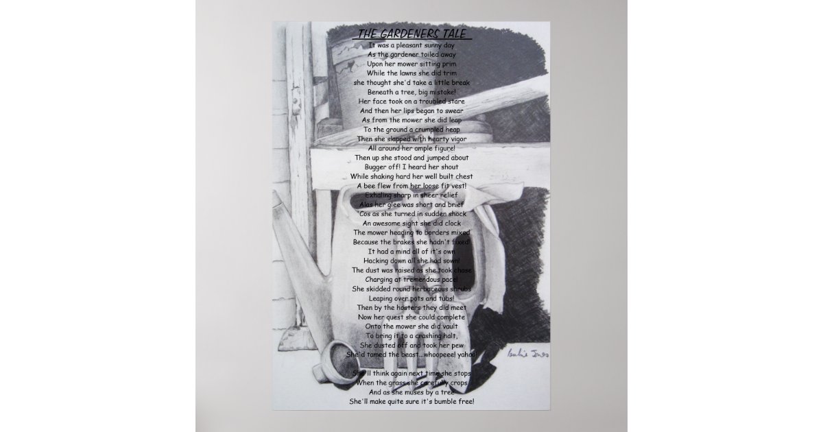 Grappig gedicht nog levenstuinkunst poster | Zazzle.be