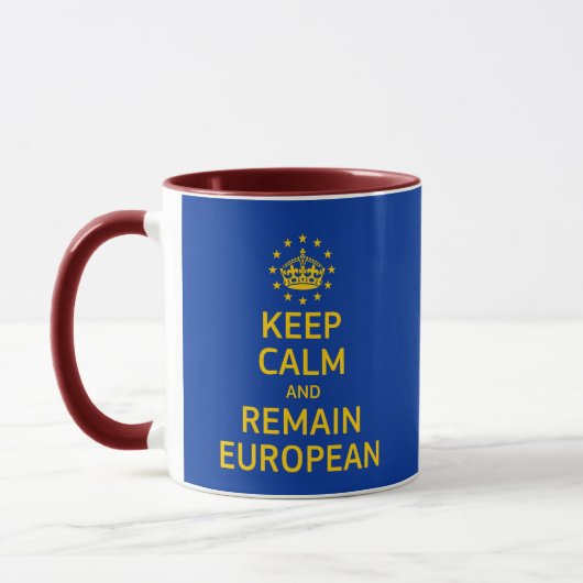 Grappig Geel Blauw Houd Calm Crown Europe Pop Art Mok (Links)