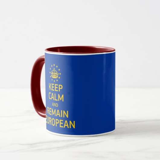 Grappig Geel Blauw Houd Calm Crown Europe Pop Art Mok (Voorkant links)