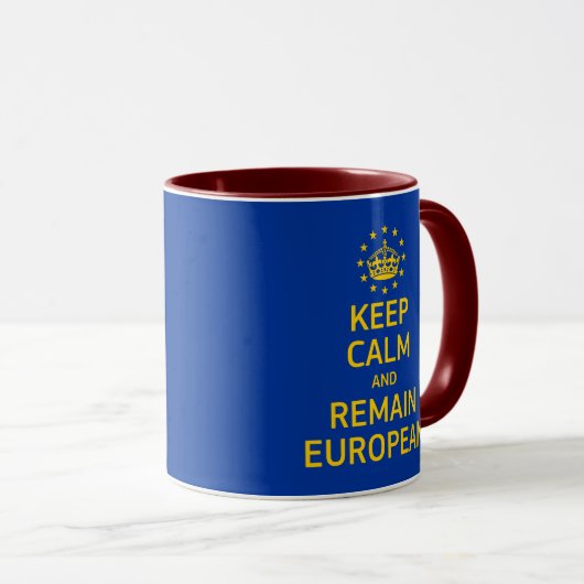 Grappig Geel Blauw Houd Calm Crown Europe Pop Art Mok (Voorkant rechts)