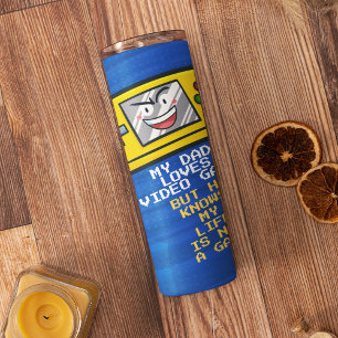 Grappig geel draagbaar Vaderdag Wenskaart Thermosbeker