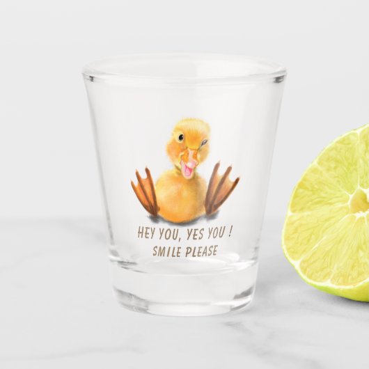 Grappig Geel Eend Shot Glas - Aangepaste tekst (Voorkant)
