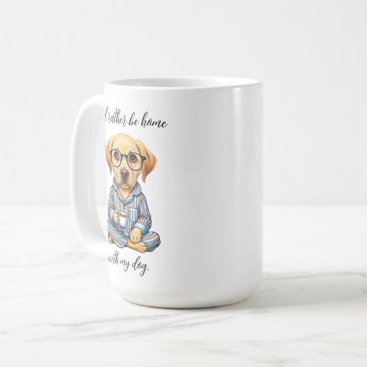 Grappig Geel Lab in Pyjamas Koffie Mok (Voorkant links)