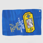 Grappig geel spel draagbare Vaderdag groet Golfhanddoek (Horizontaal)