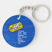 Grappig geel spel draagbare Vaderdag groet Sleutelhanger (Achterkant)