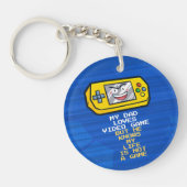 Grappig geel spel draagbare Vaderdag groet Sleutelhanger (Voorkant)