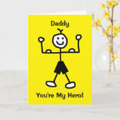 Grappig Geel Sterk Man Hero Cartoon Vaderdag Kaart (Gele Bloem)