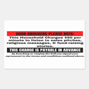 Grappig geen aanplakbord.  Deurknoppen alstublieft Rechthoekige Sticker