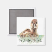 Grappig, geen chocolade, geen glimlach, angry Duck Magneet (Voorkant / Achterkant)