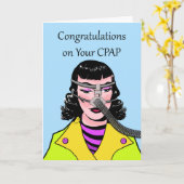 Grappig gefeliciteerd met je CPAP, Retro Woman Ca Kaart (Gele Bloem)