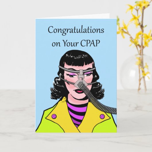 Grappig gefeliciteerd met je CPAP, Retro Woman Ca Kaart (Gele Bloem)
