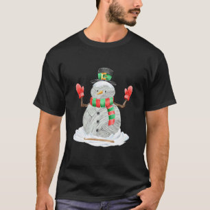Grappig gehaakt kerstidee sneeuwman garen t-shirt