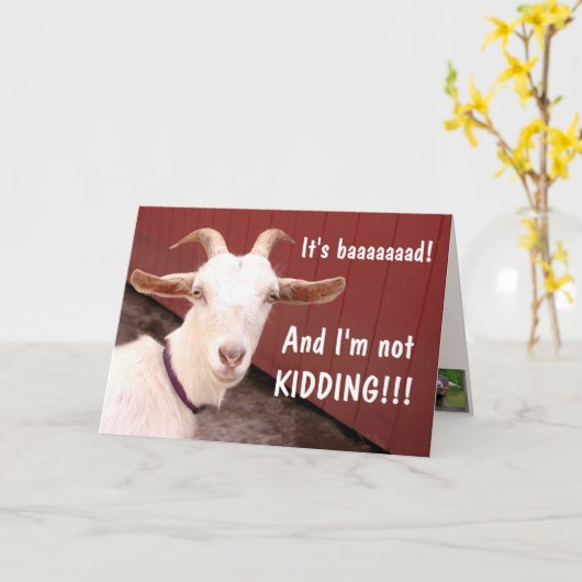 Grappig geit, het is Baaad. Kaart (Gele Bloem)