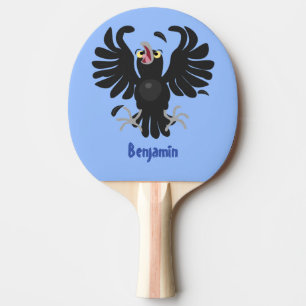 Grappig gekke cartoon-illustratie tafeltennisbatje