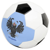 Grappig gekke cartoon-illustratie voetbal (Drie kwart)