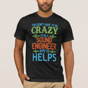 Grappig gekke geluidstechnicus kleurrijke niveaus t-shirt