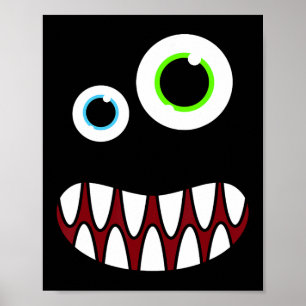 Grappig Gekke Monster Gezicht Kostuum Verjaardagsf Poster