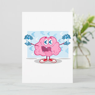 Grappig Geld Brein Cartoon Euro Cash Lover Kaart
