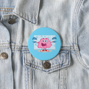 Grappig Geld Brein Cartoon Euro Cash Lover Ronde Button 7,6 Cm