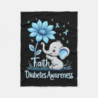 Grappig Geloof Olifant Zonnebloem Ribbon Diabetes  Fleece Deken