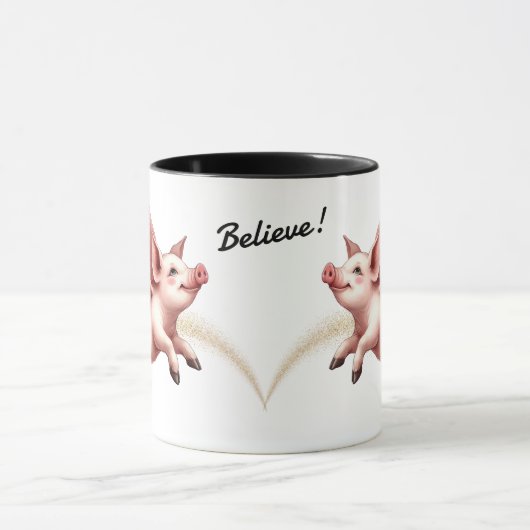 Grappig geloof wanneer varkens vliegen mok (Midden)