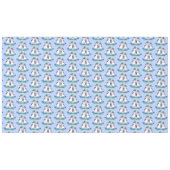 Grappig, gelukkig blauw gefundeerde cartoon die op tafelkleed (Voorkant (Horizontaal))