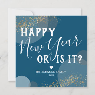 Grappig gelukkig nieuwjaar of is het feestdagenkaart