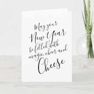 Grappig Gelukkig Nieuwjaar Zwarte Script Typografi Kaart