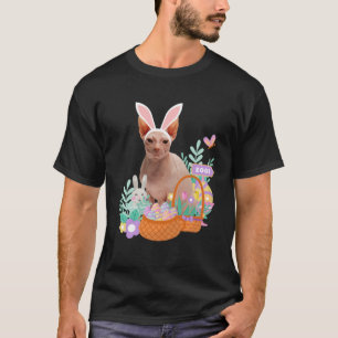 Grappig gelukkig Pasen sphynx kat konijneneieren m T-shirt