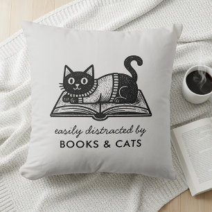 Grappig Gemakkelijk Afgeleid door Boeken en Katten Kussen