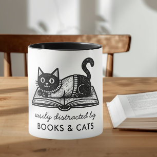 Grappig Gemakkelijk Afgeleid door Boeken en Katten Mok