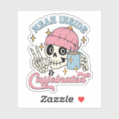Grappig gemiddelde binnen en cafeïnehoudende citaa sticker (Vel)