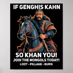 Grappig Genghis Khan Quote Grappige Mongolië Gesch Poster