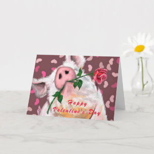 Grappig Gentleman Pig Happy Valentine's Day Kaart