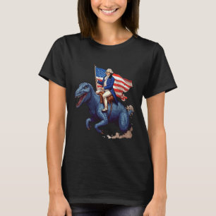 Grappig George Washington die op een Tyrannosaurus T-shirt