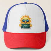 Grappig: "Gepensioneerd en liefdevol!" Happy Sun-C Trucker Pet (Voorkant)