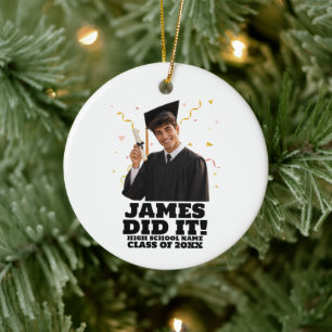Grappig gepersonaliseerd afstudeerfeest aangepaste keramisch ornament