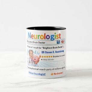 Grappig gepersonaliseerd cadeau beste neuroloog tweekleurige koffiemok